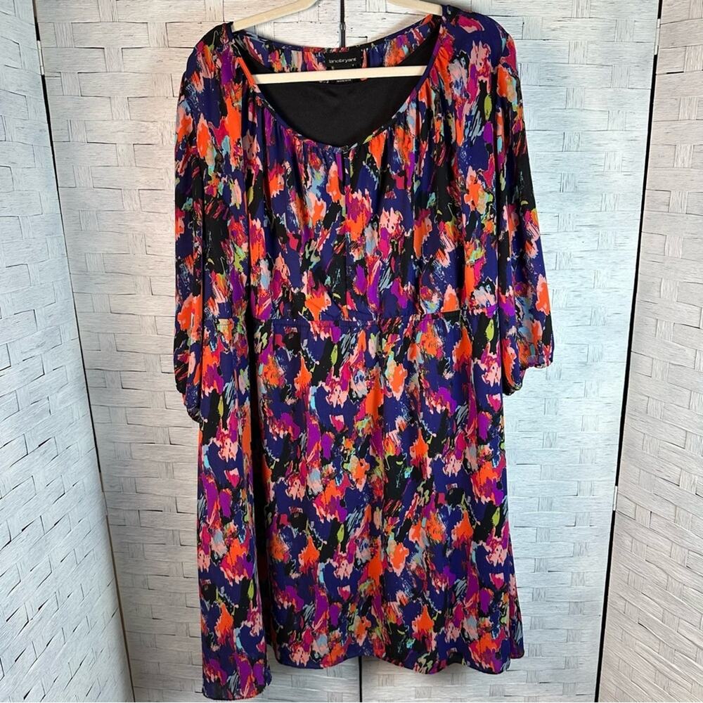 Lane‎ Bryant Dress Chiffon Scoop-neck balloon Sleeves Abstract Print Plus Size
